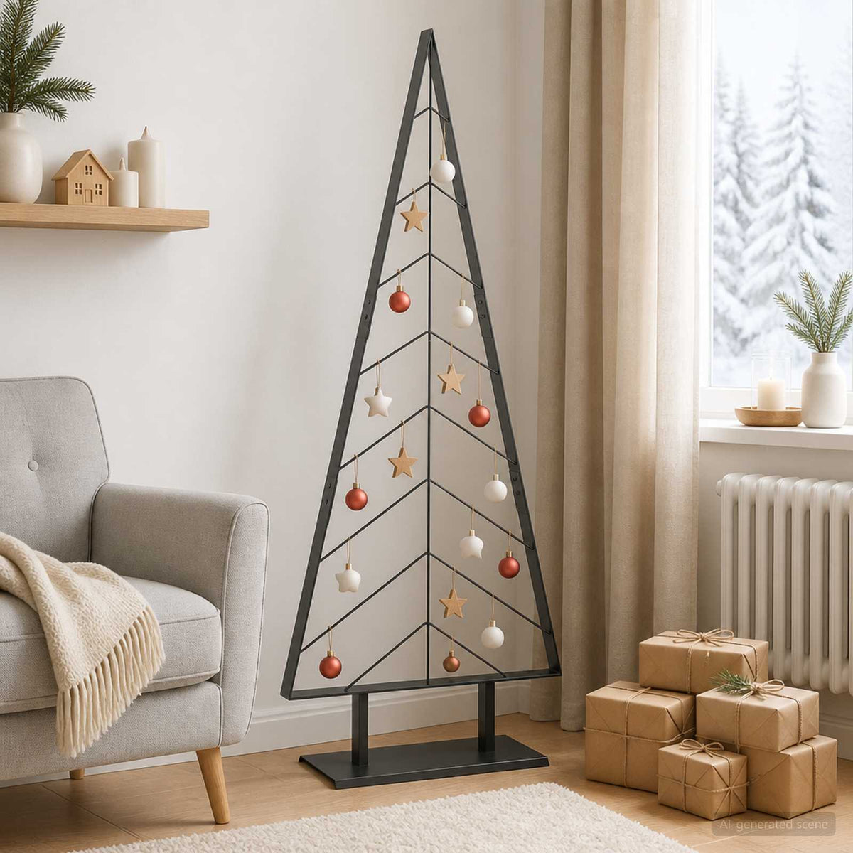 Metalen kerstboom met standaard KUOPIO 150 cm Staal Zwart