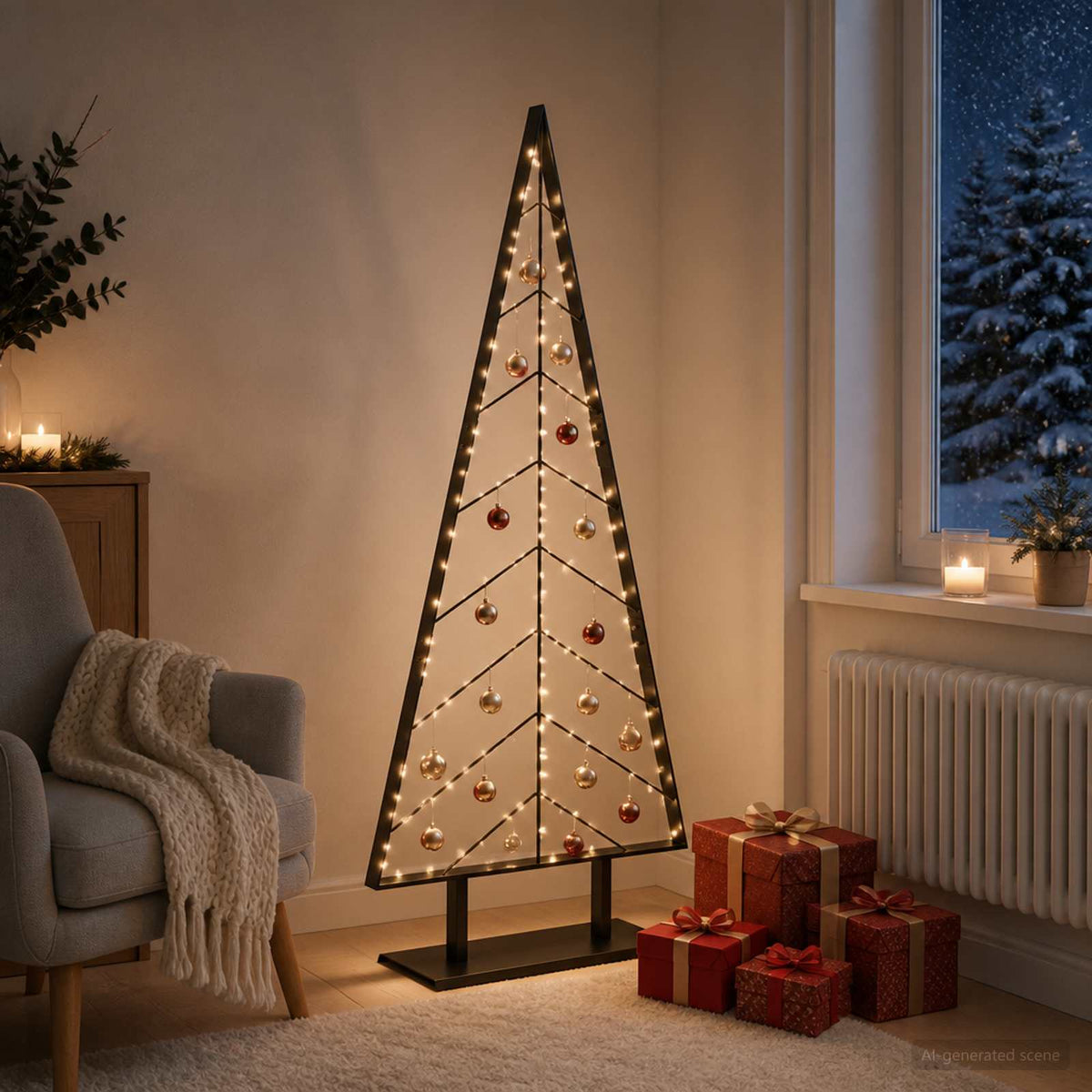 Metalen kerstboom met standaard KUOPIO 150 cm Staal Zwart