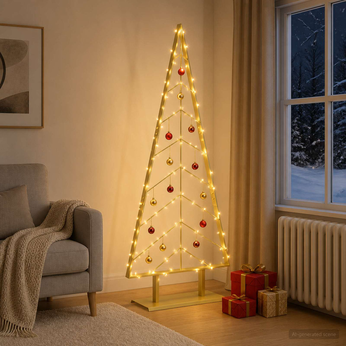 Metalen kerstboom met standaard KUOPIO 150 cm Staal Goud