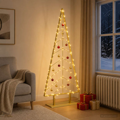Metalen kerstboom met standaard KUOPIO 150 cm Staal Goud