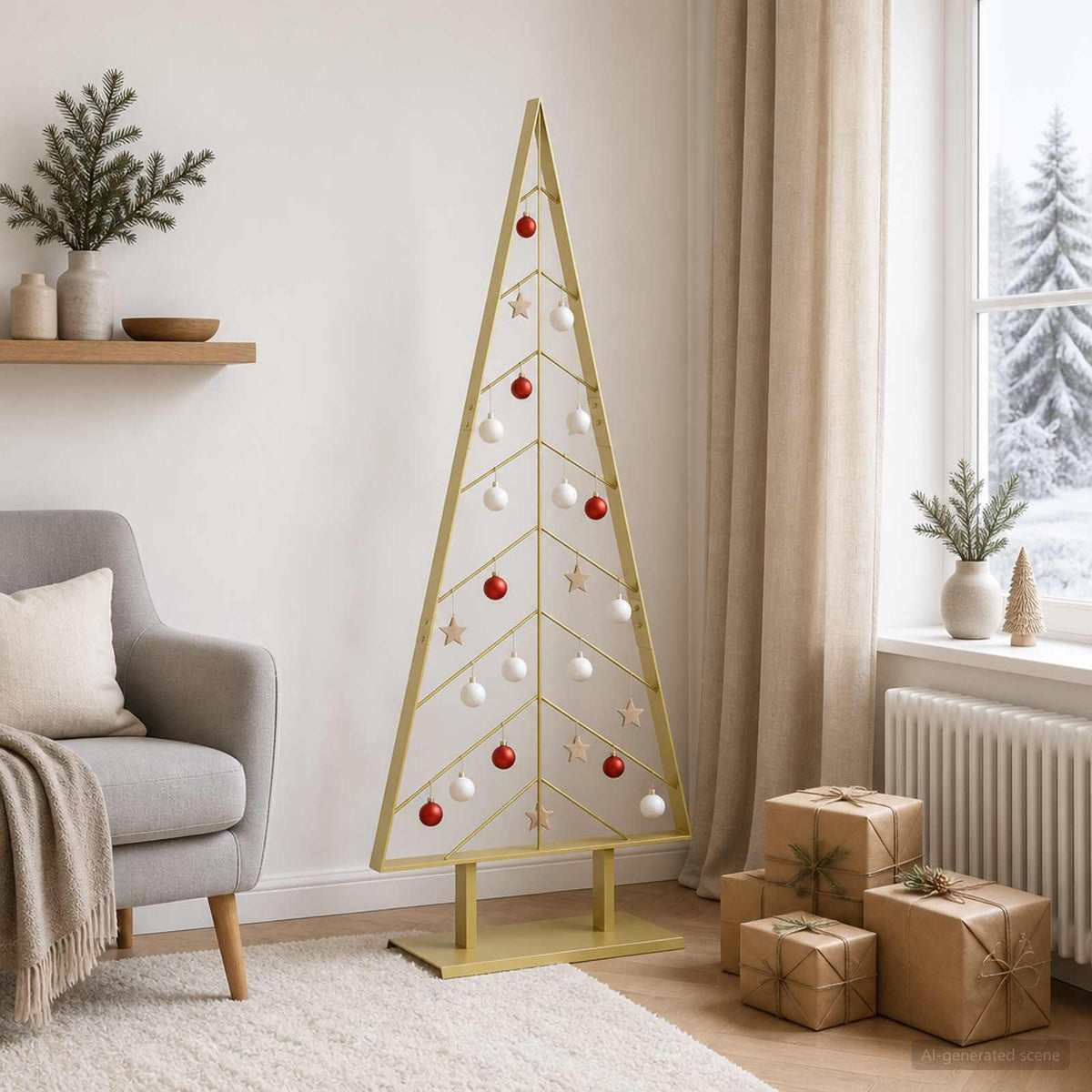 Metalen kerstboom met standaard KUOPIO 150 cm Staal Goud
