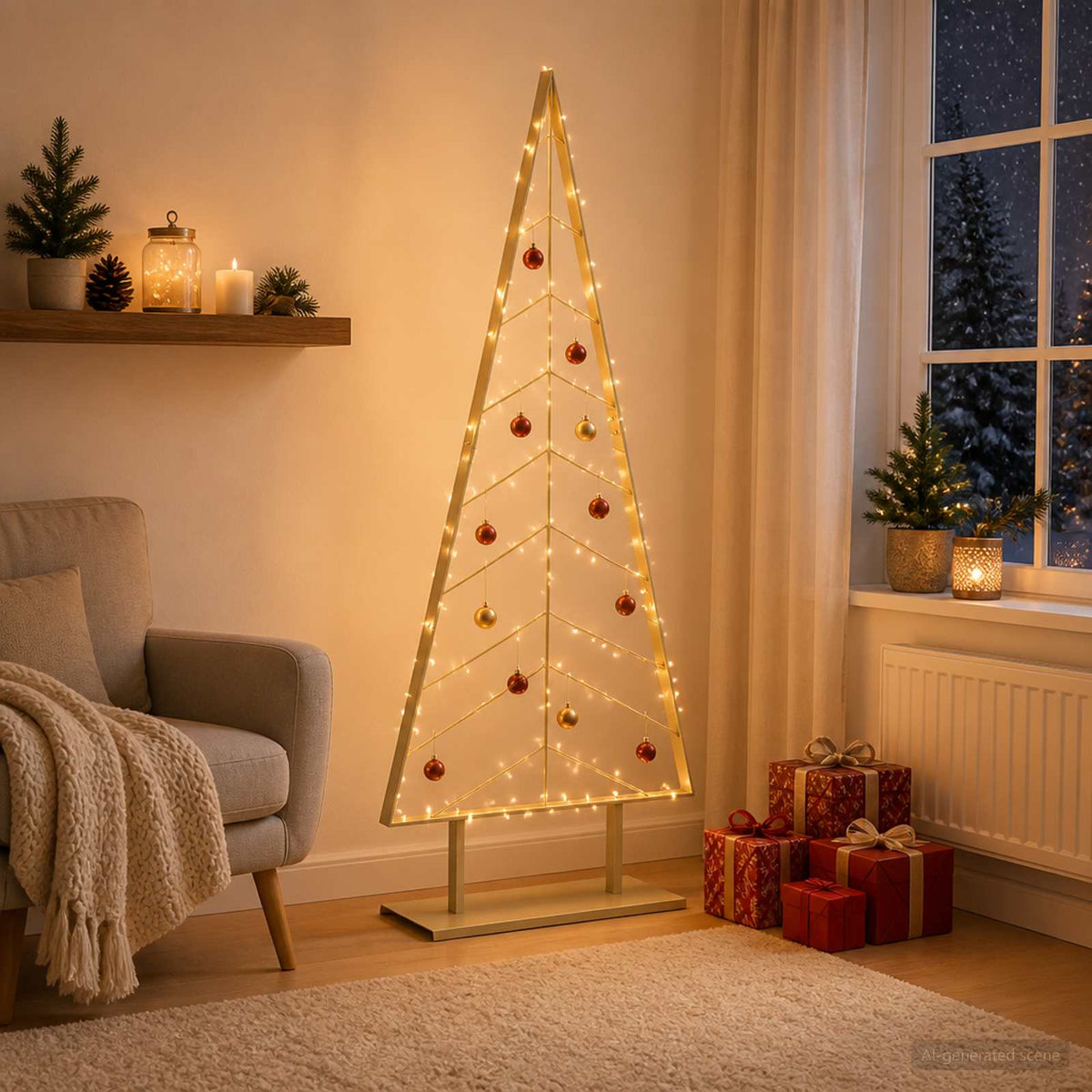 Metalen kerstboom met standaard KUOPIO 180 cm Staal Goud