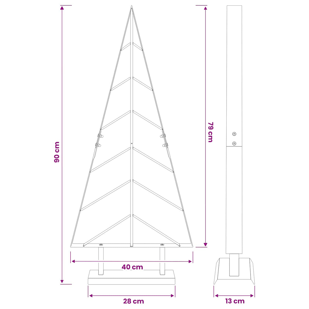 Metalen kerstboom met standaard KUOPIO 90 cm Staal Wit