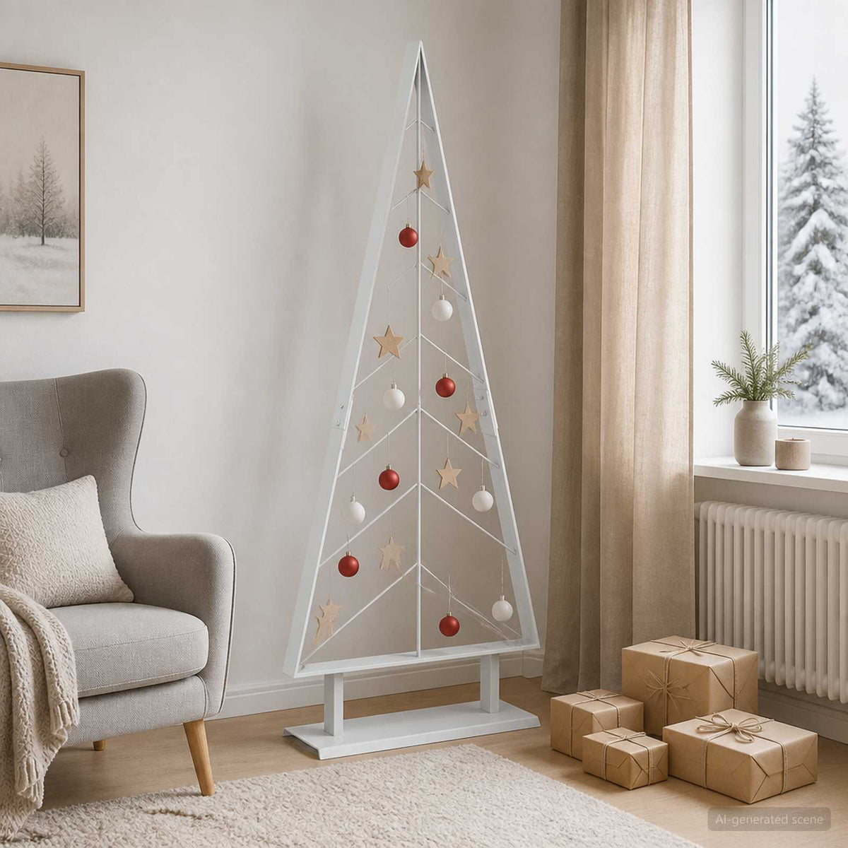 Metalen kerstboom met standaard KUOPIO 125 cm Staal Wit