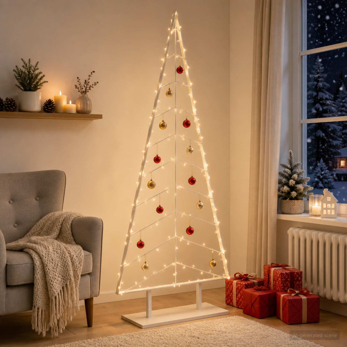 Metalen kerstboom met standaard KUOPIO 210 cm Staal Wit