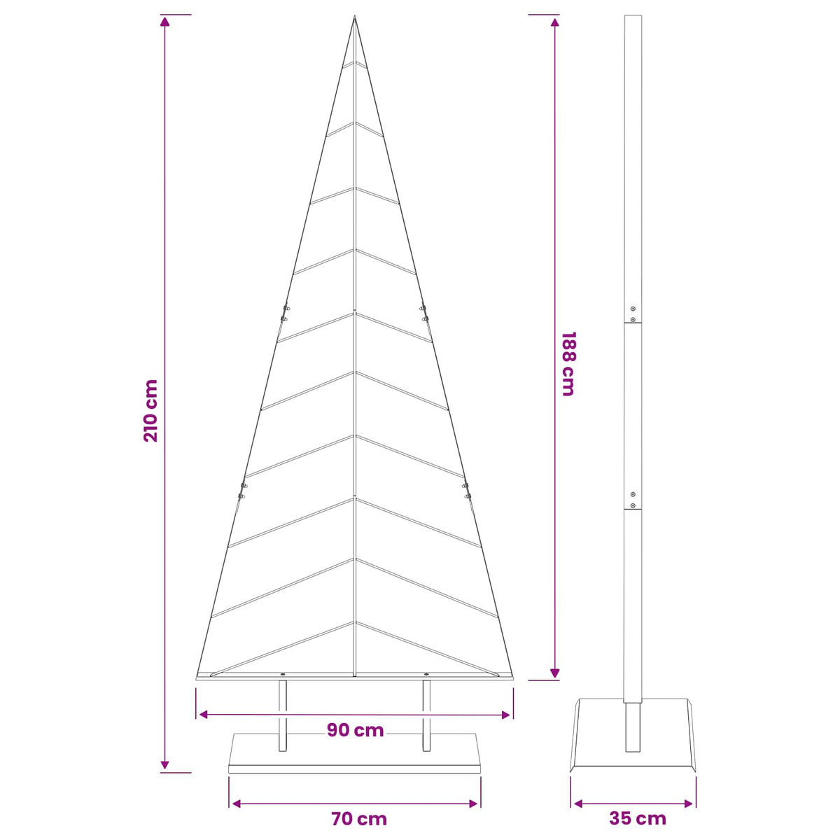 Metalen kerstboom met standaard KUOPIO 210 cm Staal Wit