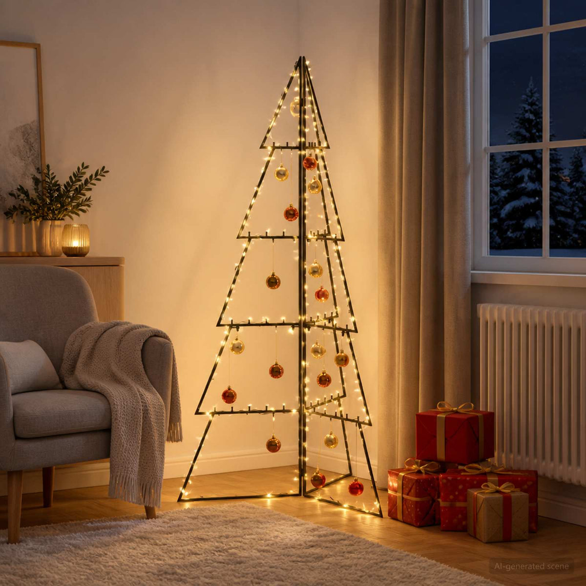 Metalen kerstboom KUOPIO 140 cm Staal Zwart