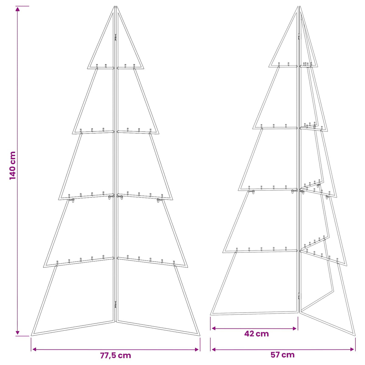 Metalen kerstboom KUOPIO 140 cm Staal Zwart