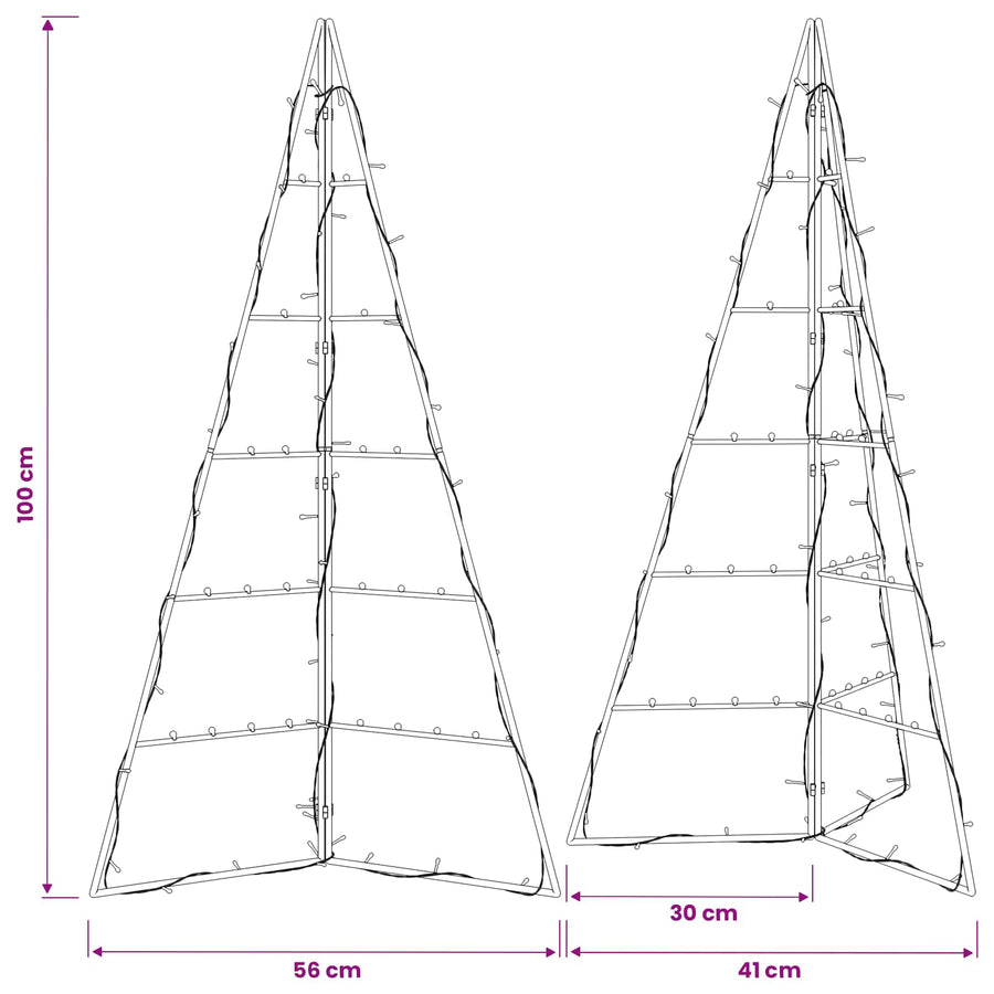 Metalen kerstboom KUOPIO 100 cm Warmwit Staal Zwart