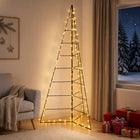 Metalen kerstboom 210 cm warmwit staal zwart