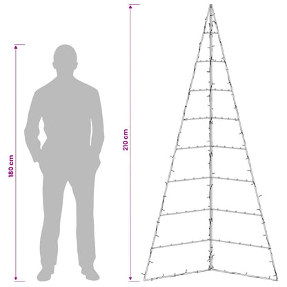 Metalen kerstboom KUOPIO 210 cm Warmwit Staal Zwart