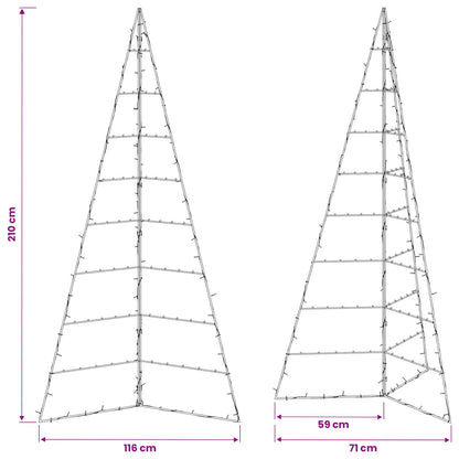 Metalen kerstboom KUOPIO 210 cm Warmwit Staal Zwart