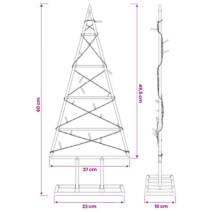 Metalen kerstboom KUOPIO 60 cm Warmwit Poedergecoat staal Zwart