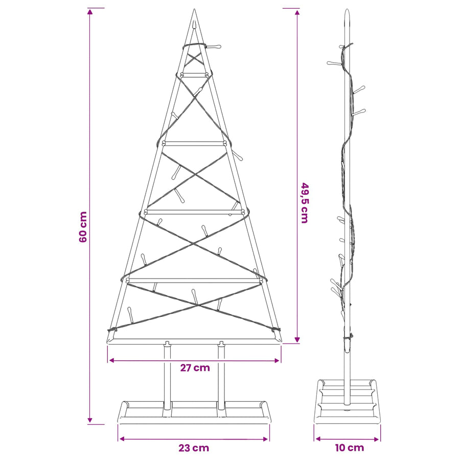 Metalen kerstboom KUOPIO 60 cm Warmwit Poedergecoat staal Zwart