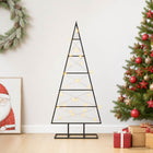 Metalen kerstboom 90 cm zwart warmwit
