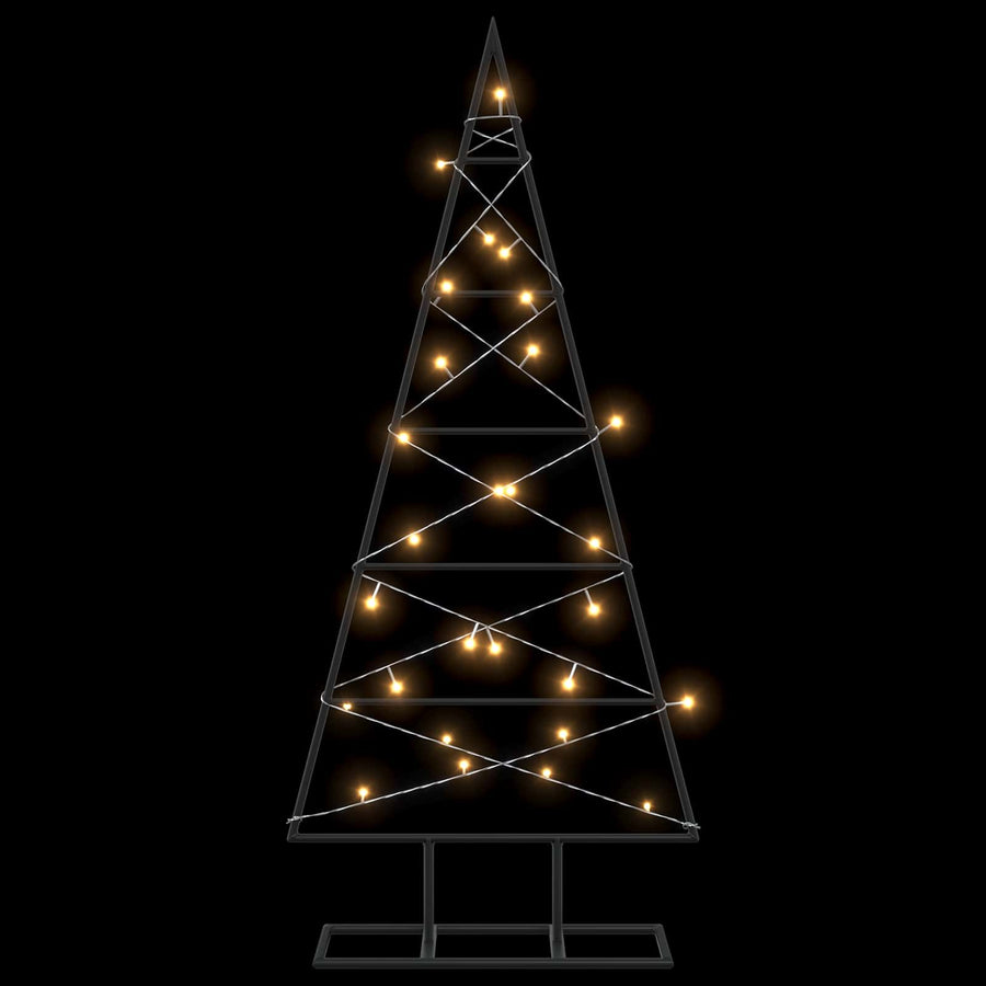 Metalen kerstboom KUOPIO 90 cm Warmwit Poedergecoat staal Zwart