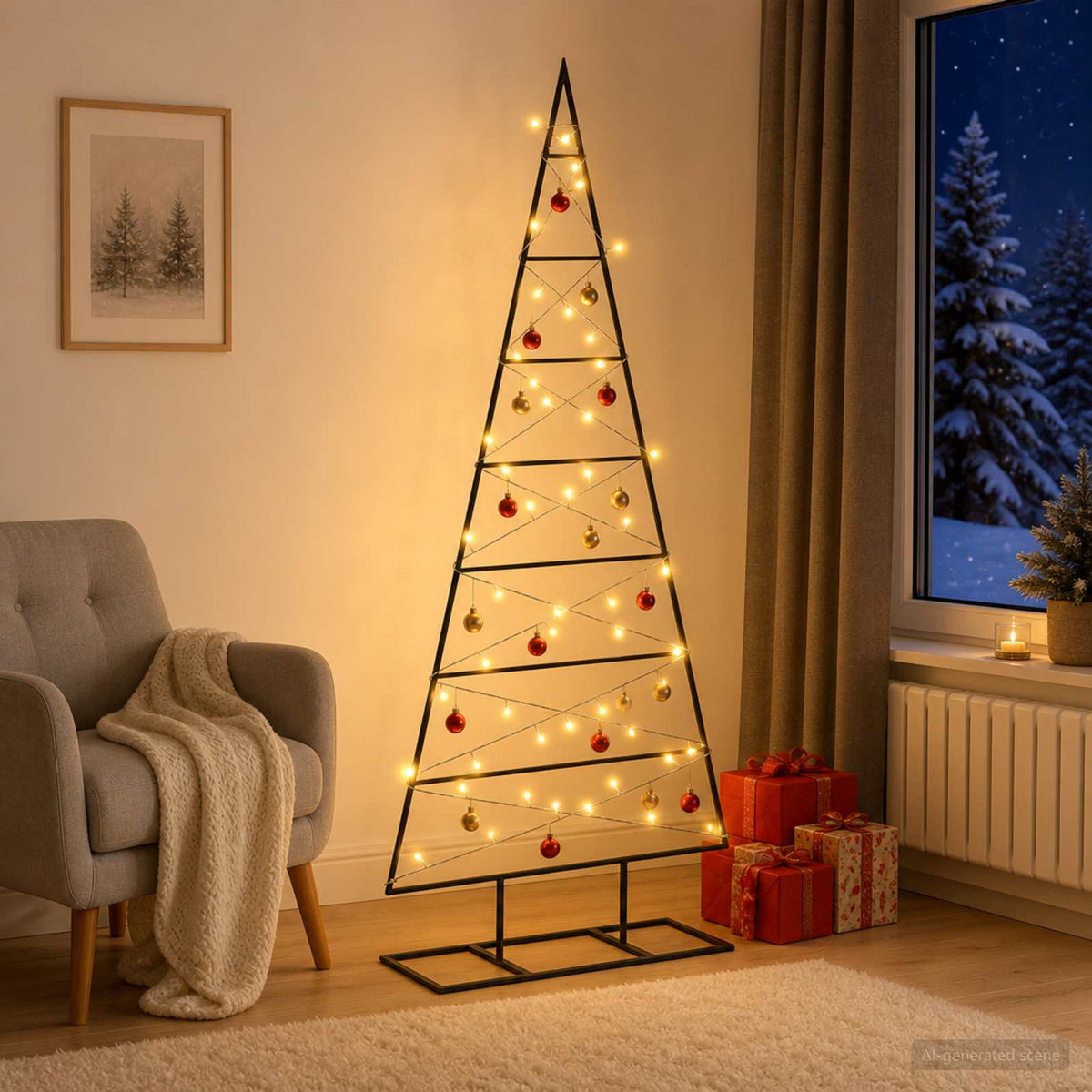 Metalen kerstboom KUOPIO 125 cm Warmwit Poedergecoat staal