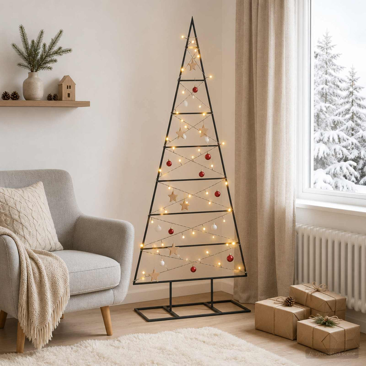 Metalen kerstboom KUOPIO 125 cm Warmwit Poedergecoat staal