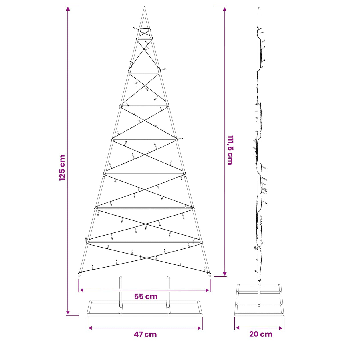 Metalen kerstboom KUOPIO 125 cm Warmwit Poedergecoat staal
