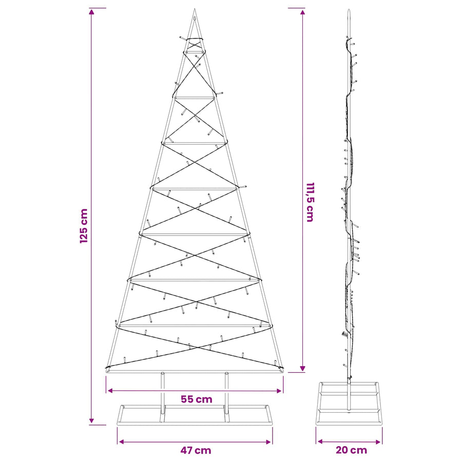 Metalen kerstboom KUOPIO 125 cm Warmwit Poedergecoat staal