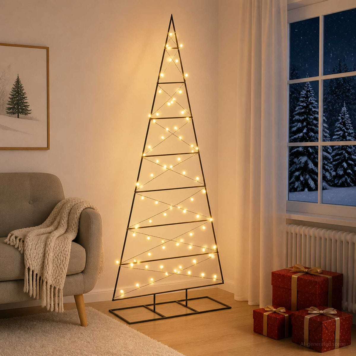 Metalen kerstboom KUOPIO 180 cm Warmwit Poedergecoat staal