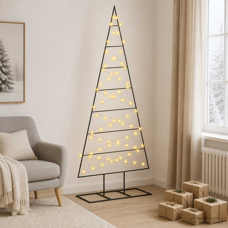 Metalen kerstboom KUOPIO 180 cm Warmwit Poedergecoat staal
