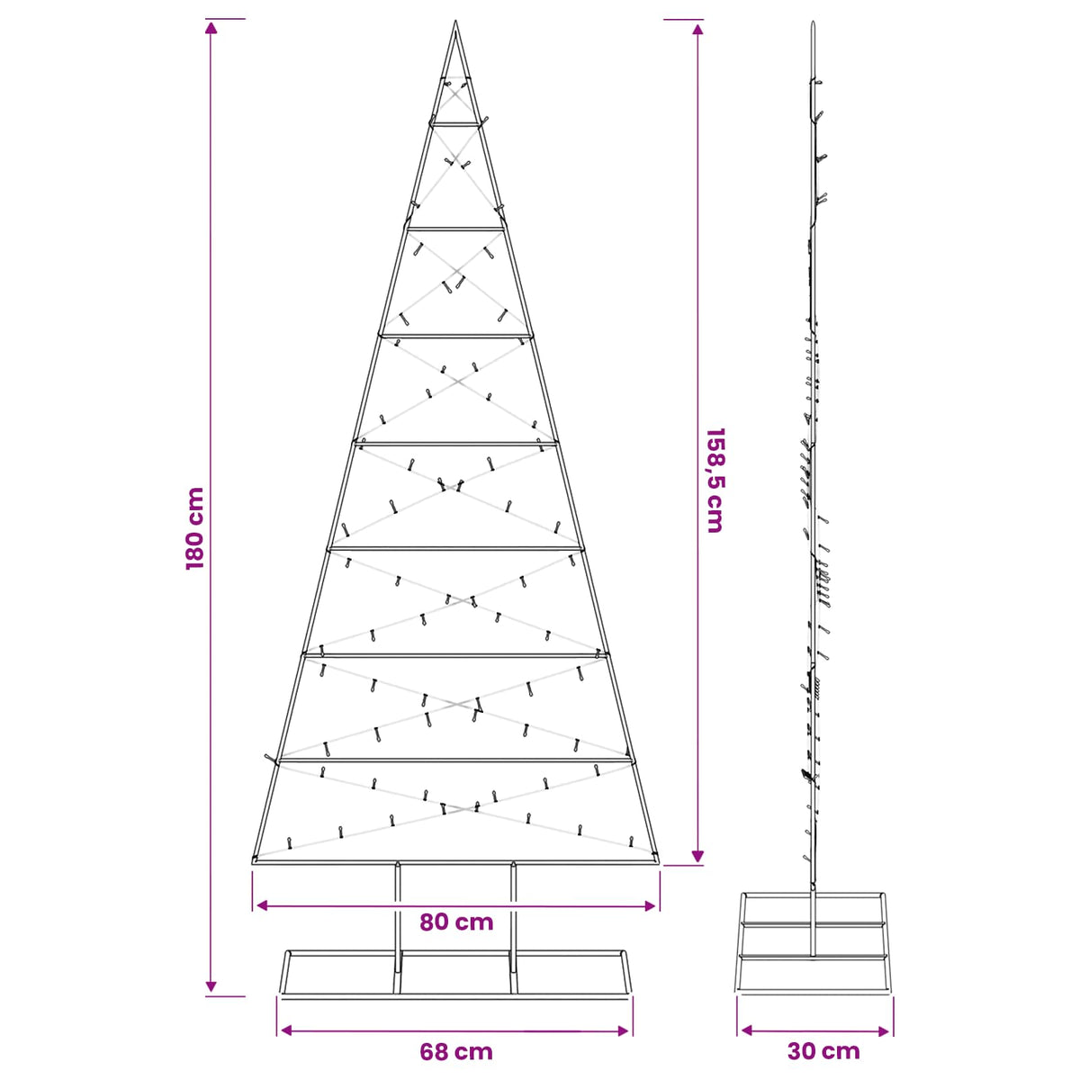 Metalen kerstboom KUOPIO 180 cm Warmwit Poedergecoat staal