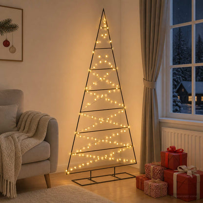 Metalen kerstboom KUOPIO 210 cm Warmwit Poedergecoat staal