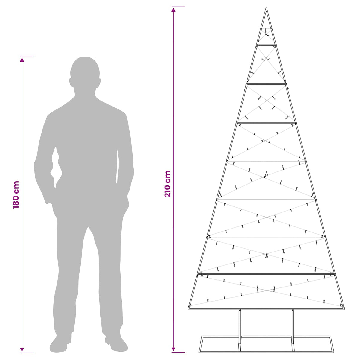 Metalen kerstboom KUOPIO 210 cm Warmwit Poedergecoat staal
