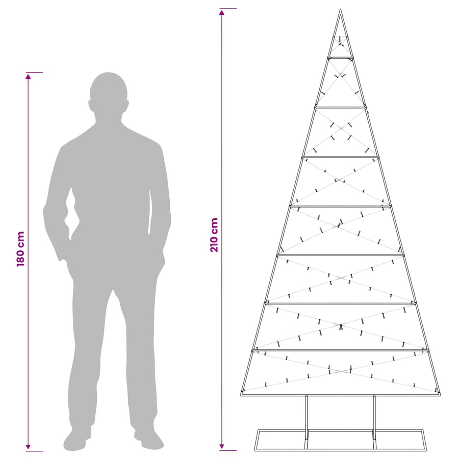 Metalen kerstboom KUOPIO 210 cm Warmwit Poedergecoat staal