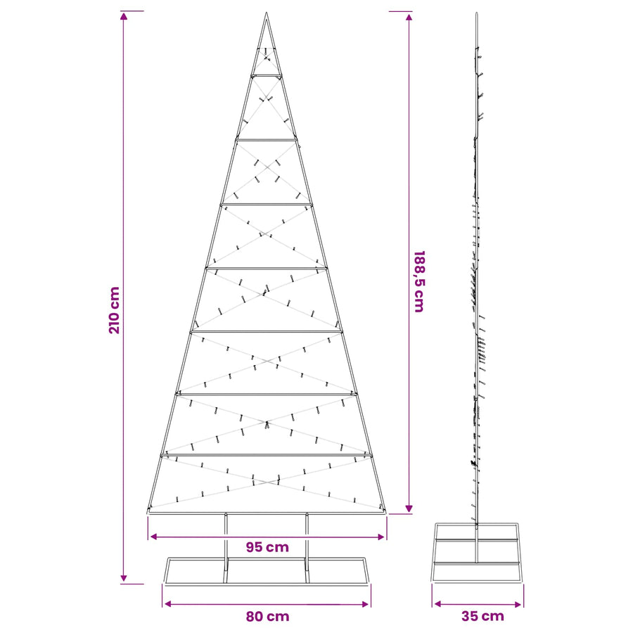 Metalen kerstboom KUOPIO 210 cm Warmwit Poedergecoat staal