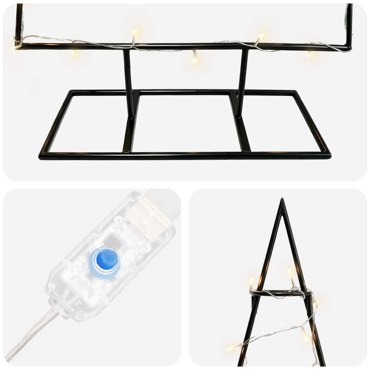 Metalen kerstboom met standaard KUOPIO 125 cm Warmwit Staal