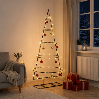 Metalen kerstboom met standaard KUOPIO 125 cm Warmwit Staal
