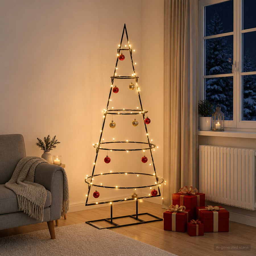Metalen kerstboom met standaard KUOPIO 125 cm Warmwit Staal