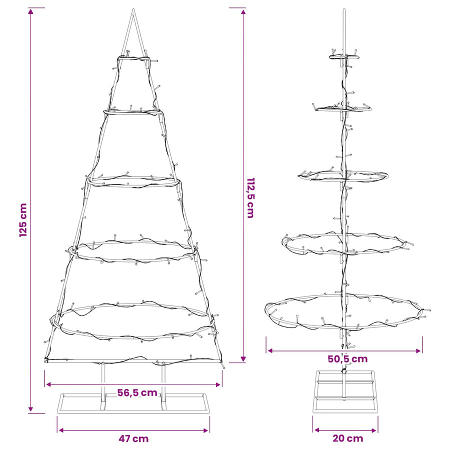 Metalen kerstboom met standaard KUOPIO 125 cm Warmwit Staal