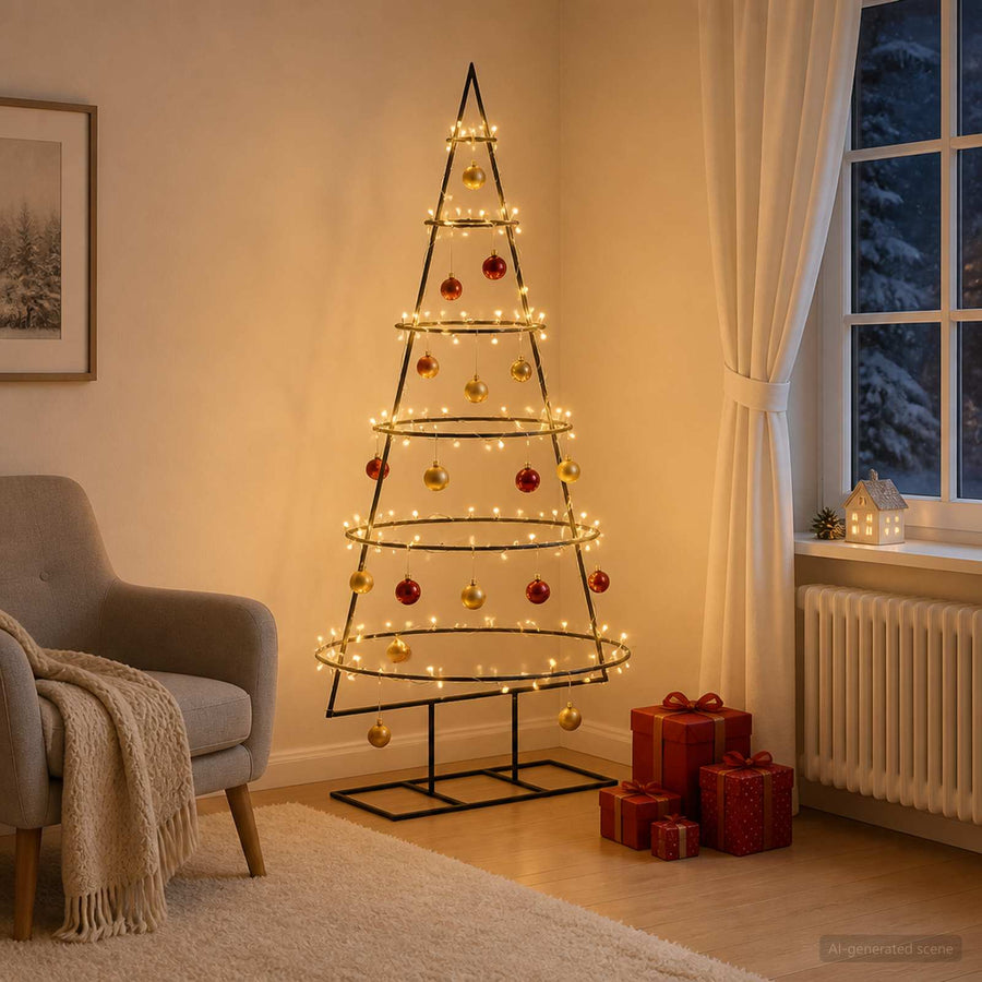 Metalen kerstboom met standaard KUOPIO 150 cm Warmwit Staal