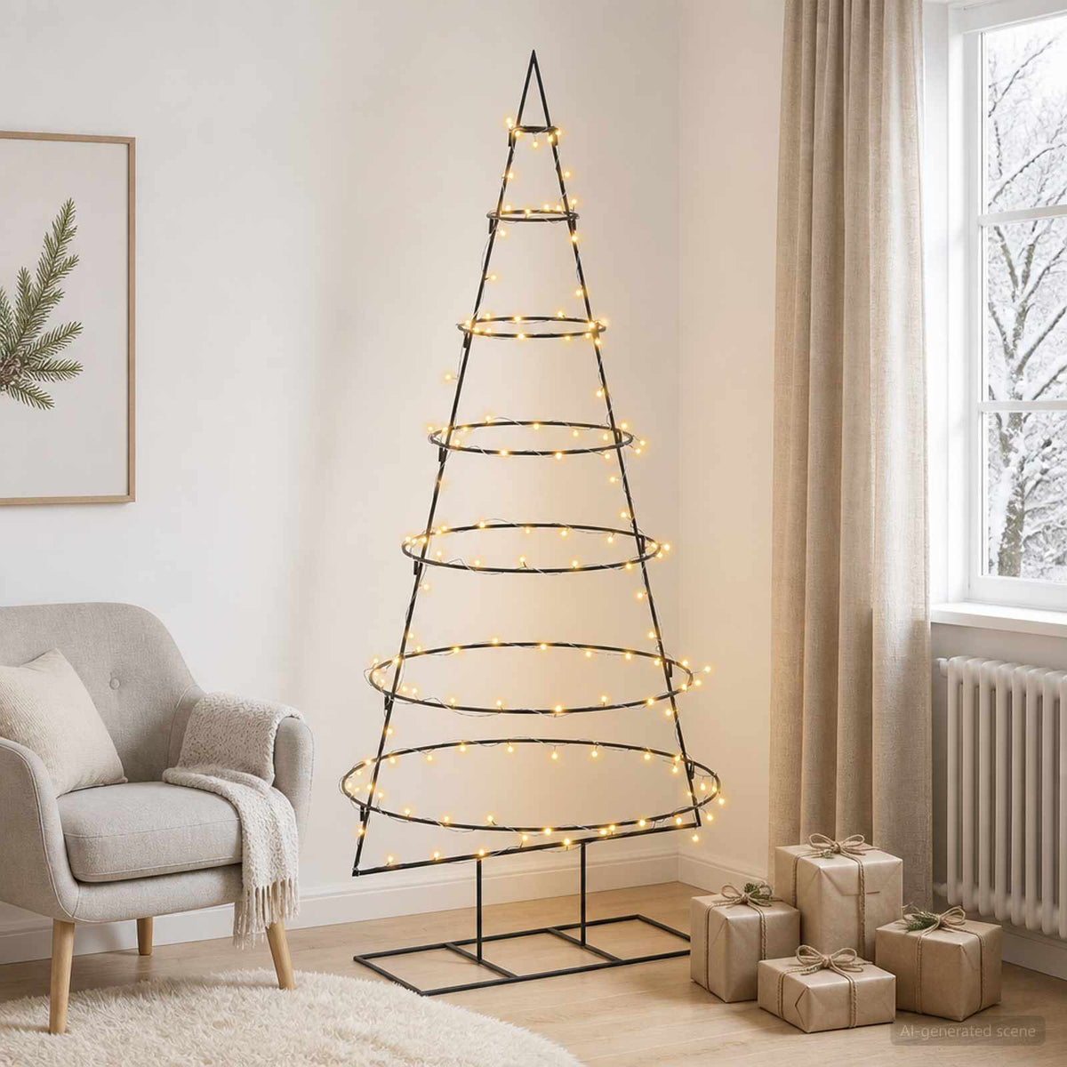 Metalen kerstboom met standaard KUOPIO 180 cm Warmwit Staal