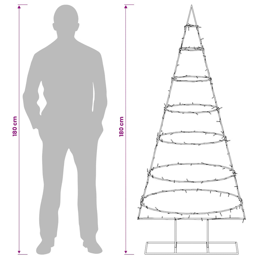Metalen kerstboom met standaard KUOPIO 180 cm Warmwit Staal