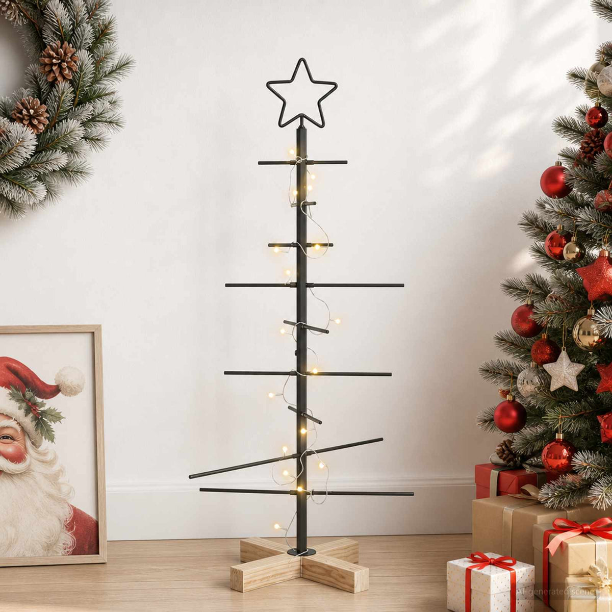 Metalen kerstboom met standaard KUOPIO 90 cm Warmwit Staal
