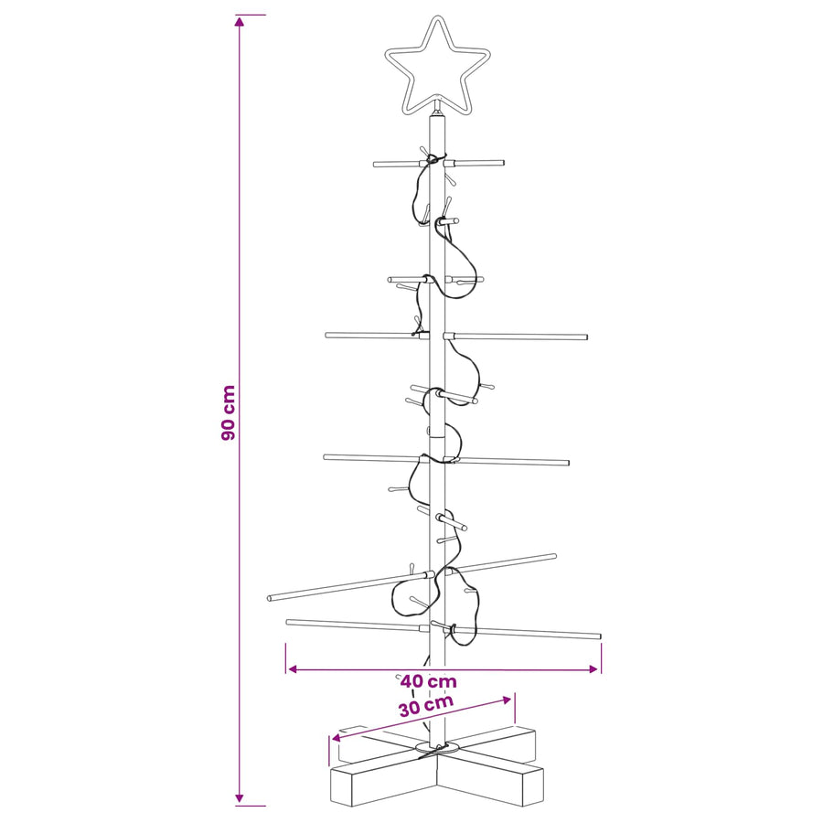 Metalen kerstboom met standaard KUOPIO 90 cm Warmwit Staal