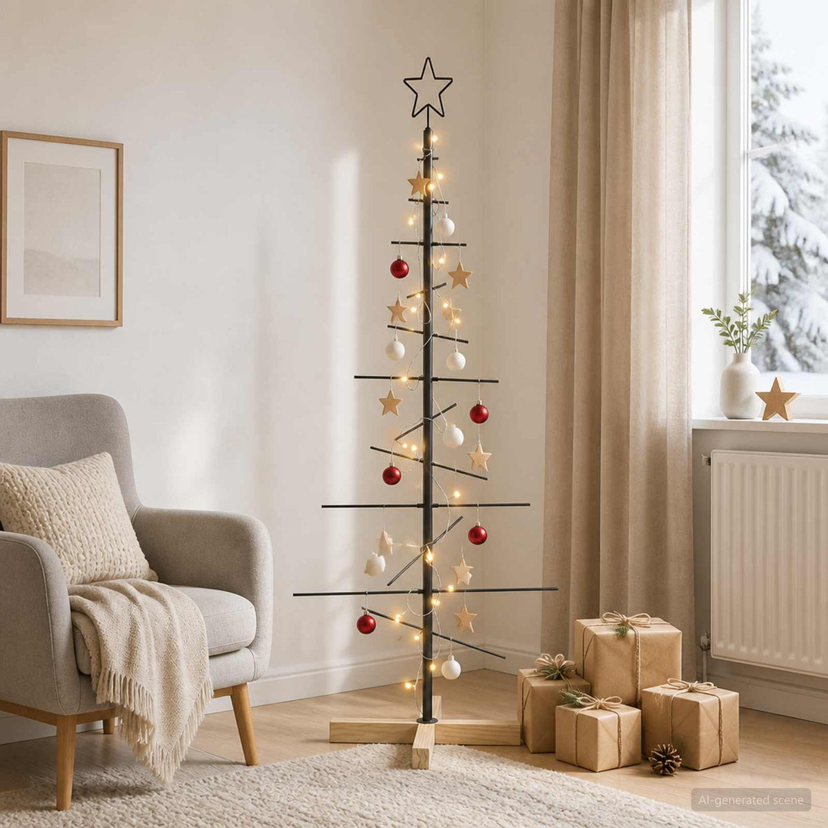 Metalen kerstboom met standaard KUOPIO 120 cm Warmwit Staal