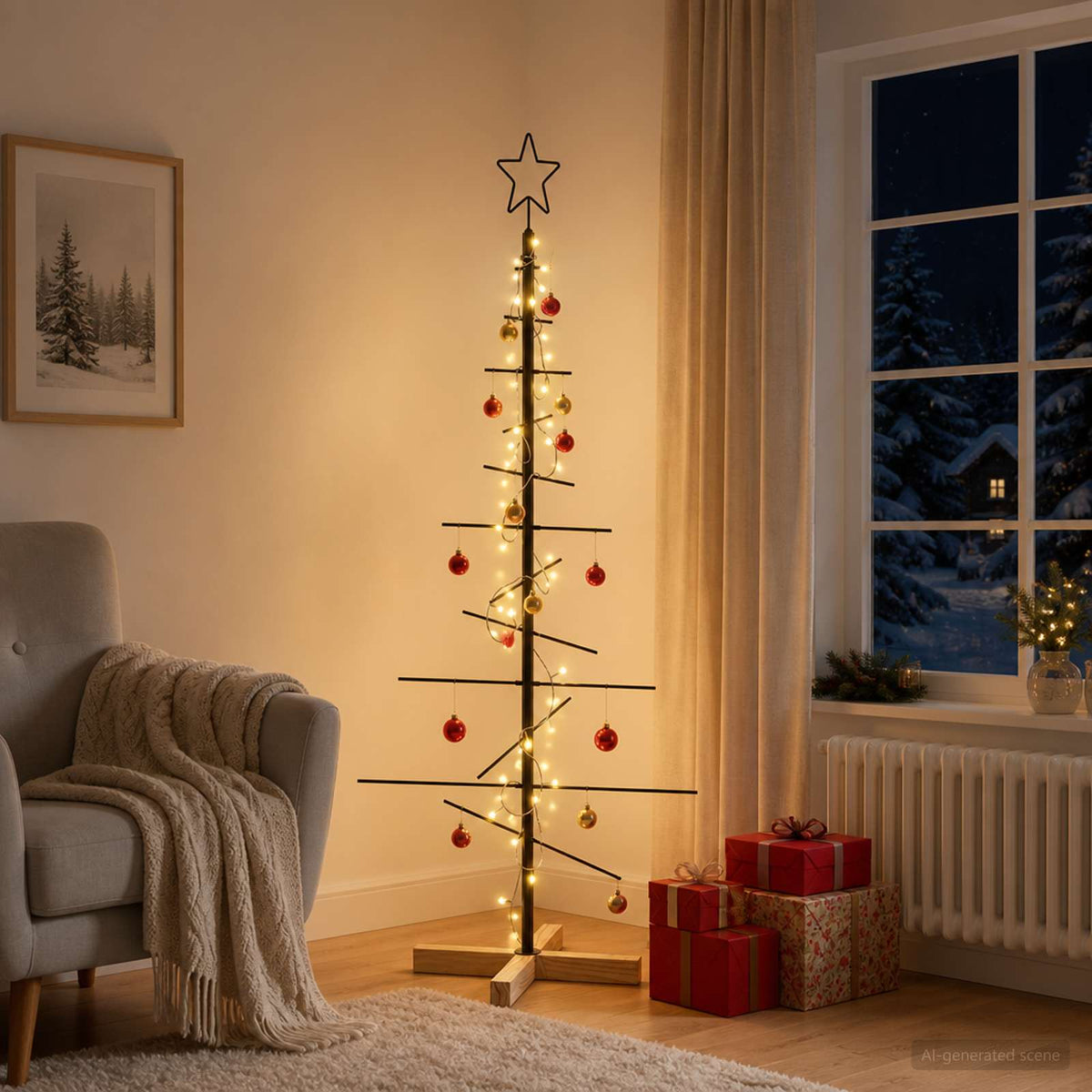 Metalen kerstboom met standaard KUOPIO 120 cm Warmwit Staal