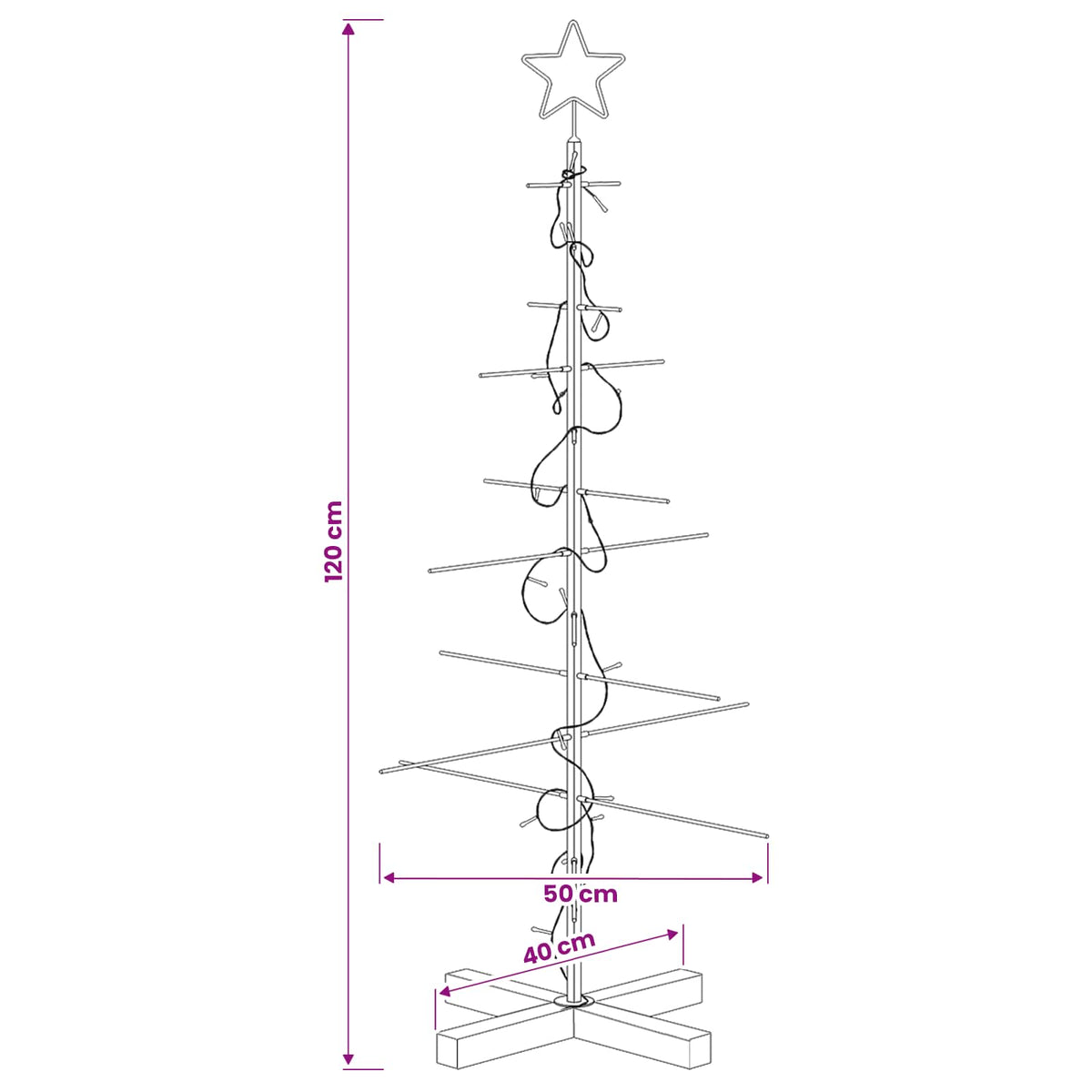 Metalen kerstboom met standaard KUOPIO 120 cm Warmwit Staal