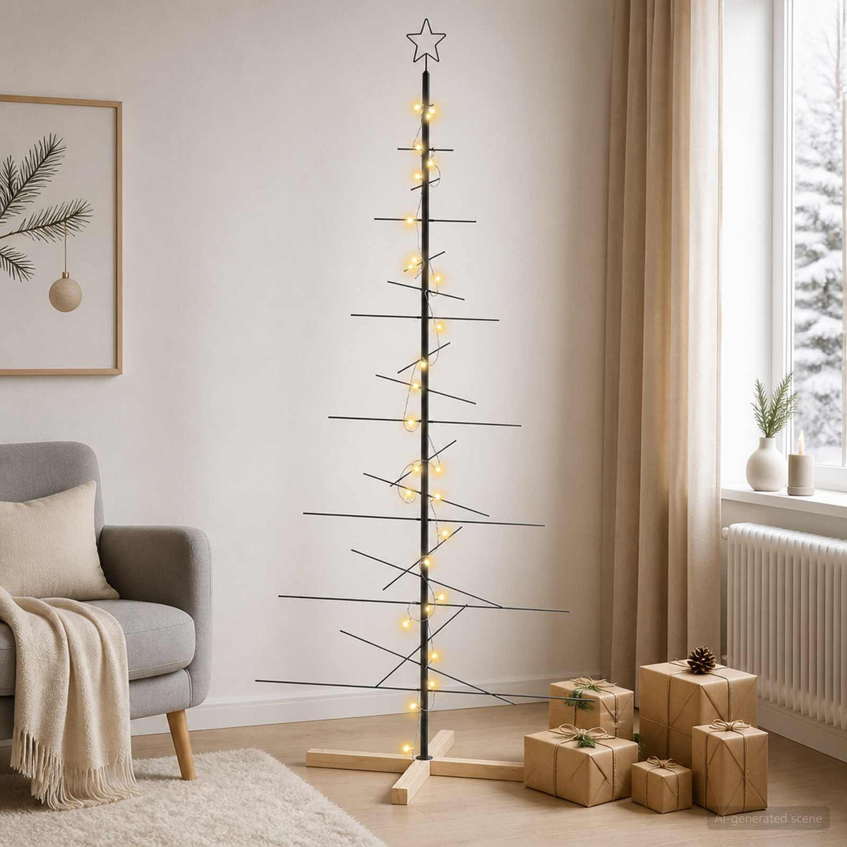Metalen kerstboom met standaard KUOPIO 180 cm Warmwit Staal