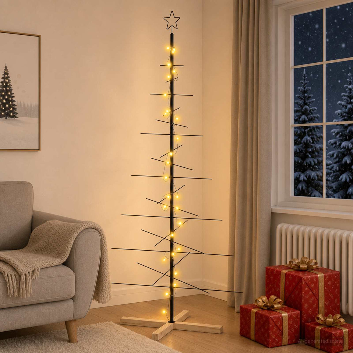 Metalen kerstboom met standaard KUOPIO 180 cm Warmwit Staal