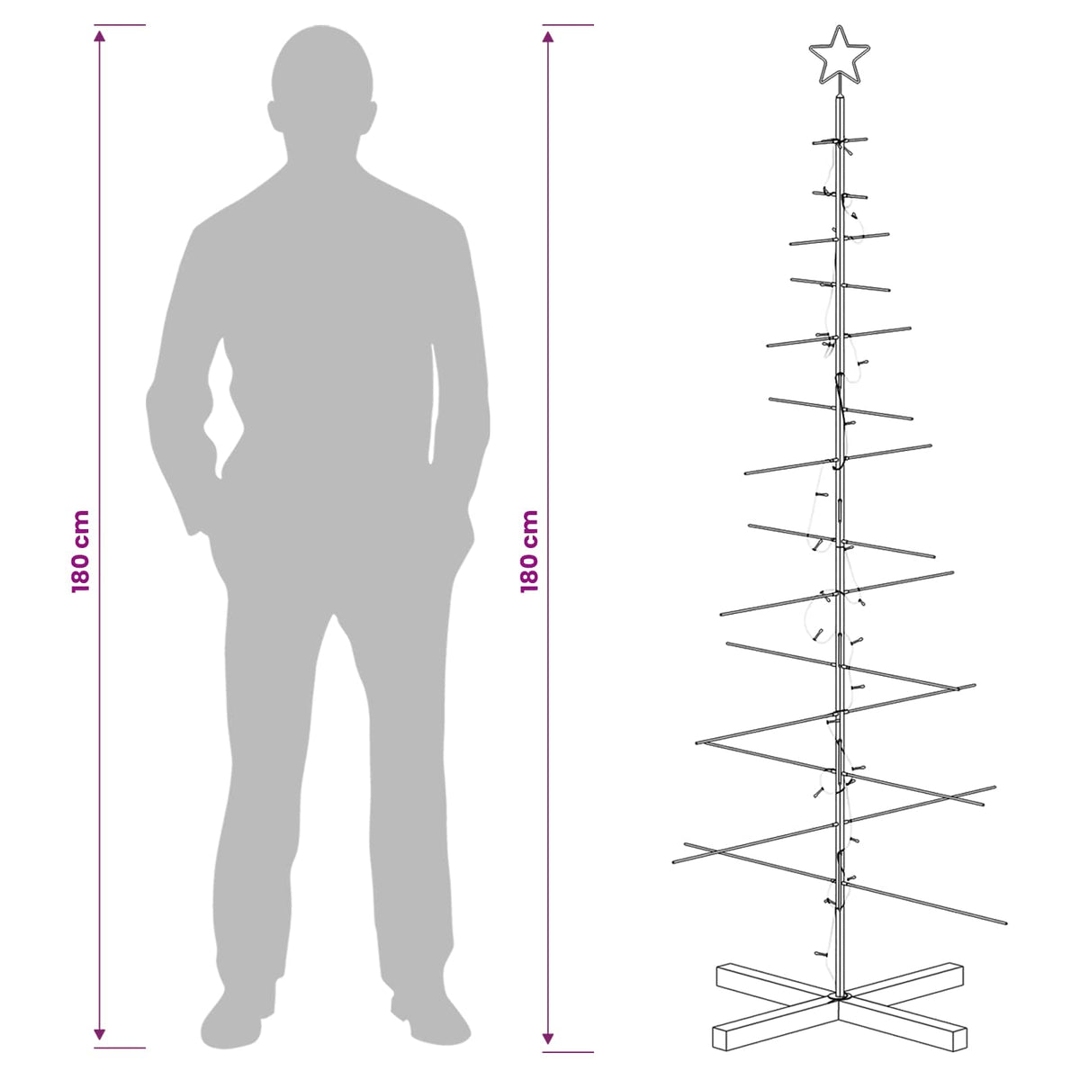 Metalen kerstboom met standaard KUOPIO 180 cm Warmwit Staal