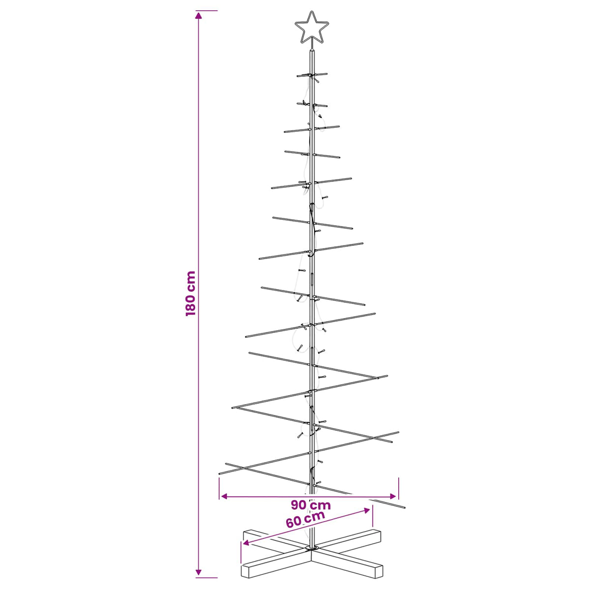 Metalen kerstboom met standaard KUOPIO 180 cm Warmwit Staal
