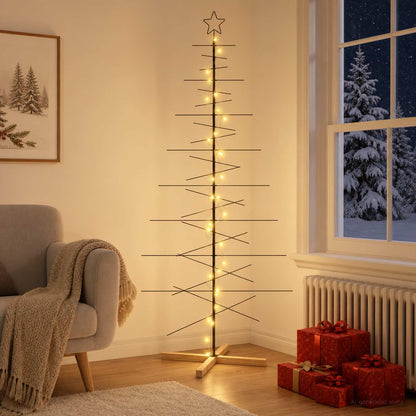 Metalen kerstboom met standaard KUOPIO 210 cm Warmwit Staal