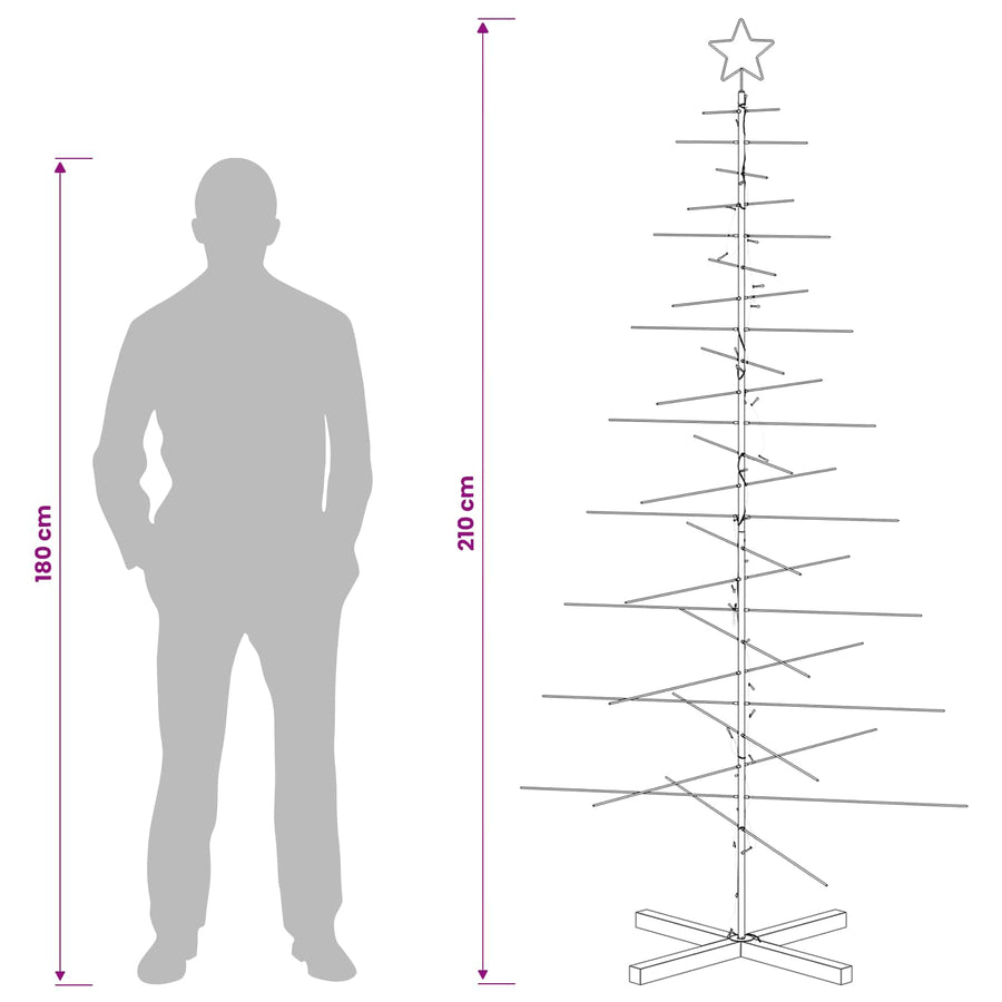 Metalen kerstboom met standaard KUOPIO 210 cm Warmwit Staal