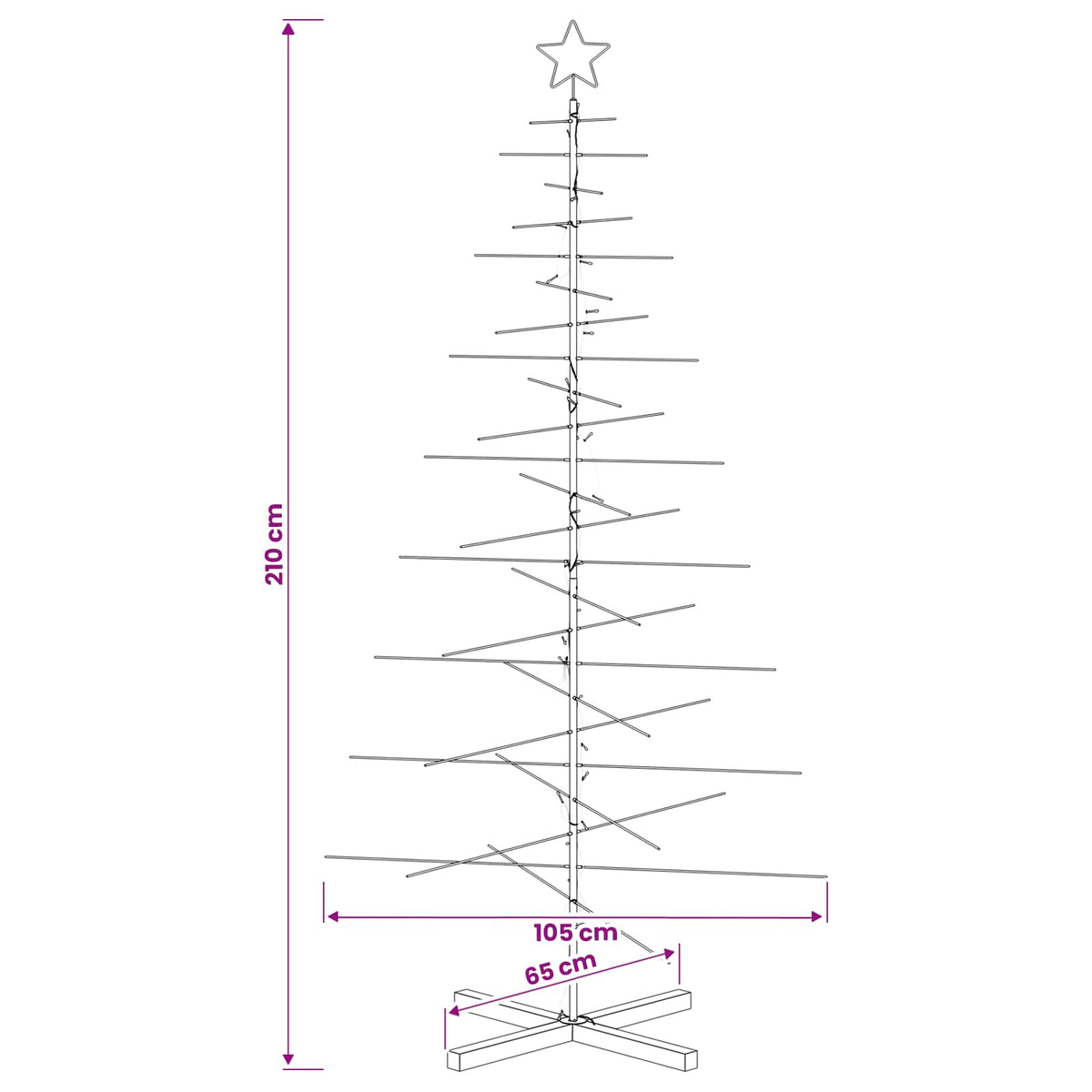 Metalen kerstboom met standaard KUOPIO 210 cm Warmwit Staal